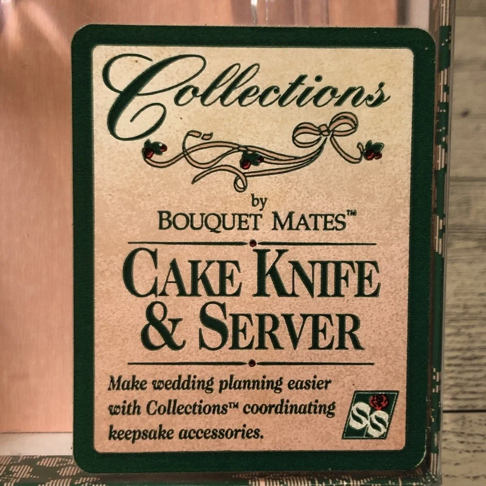 COLLECTIONS Bouquet Mates Cake Knife & Server Faux Crystal Handles Stainless